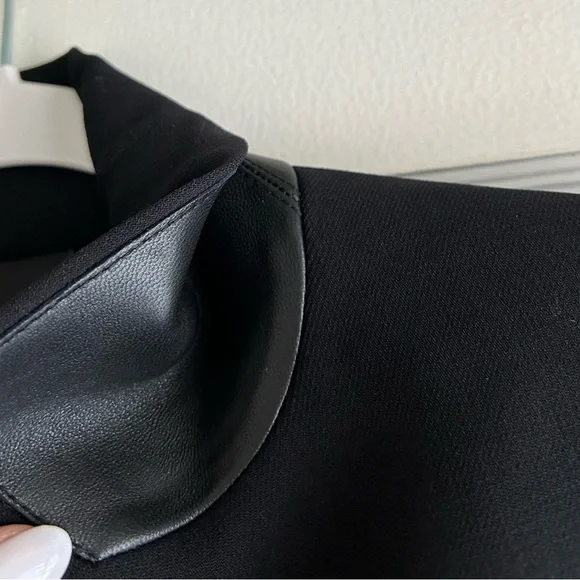 $3.9K Akris Scott Black Wool Leather Double Breasted Jacket Coat Size 8 44
